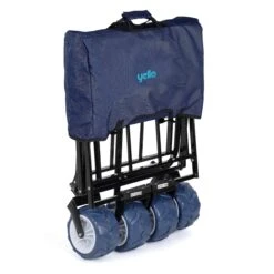 Yello Folding Beach Trolley 8 Yello Folding Beach Trolley -Camping Sales Shop BGG1675 yello foldable trolley blue folded 3quarter copy