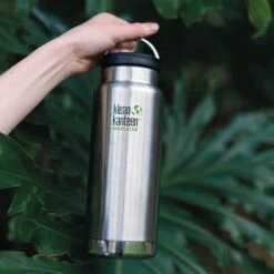 Klean Kanteen Insulated TK Wide With Café Cap 473ml - Black -Camping Sales Shop K32TKWSSL BS 32oz bottle insulated hand trees lifestyle