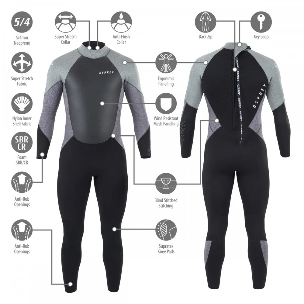 Osprey Mens Zero 5mm Winter Full Length Wetsuit 2 Osprey Mens Zero 5mm Winter Full Length Wetsuit - Image 2