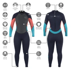 Osprey Zero 3mm Womens Full Length Wetsuit - Coral -Camping Sales Shop ws1083 1090